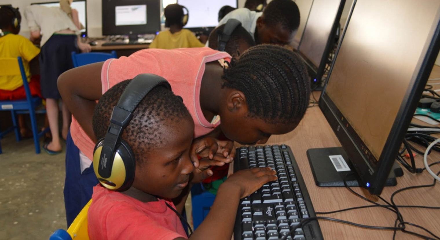 Two students using a desktop computer in one of the inABLE Computer Assistive Technology Labs