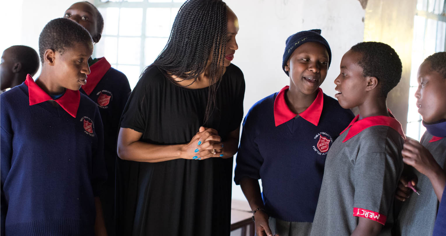 Irene with the salvation army pupils